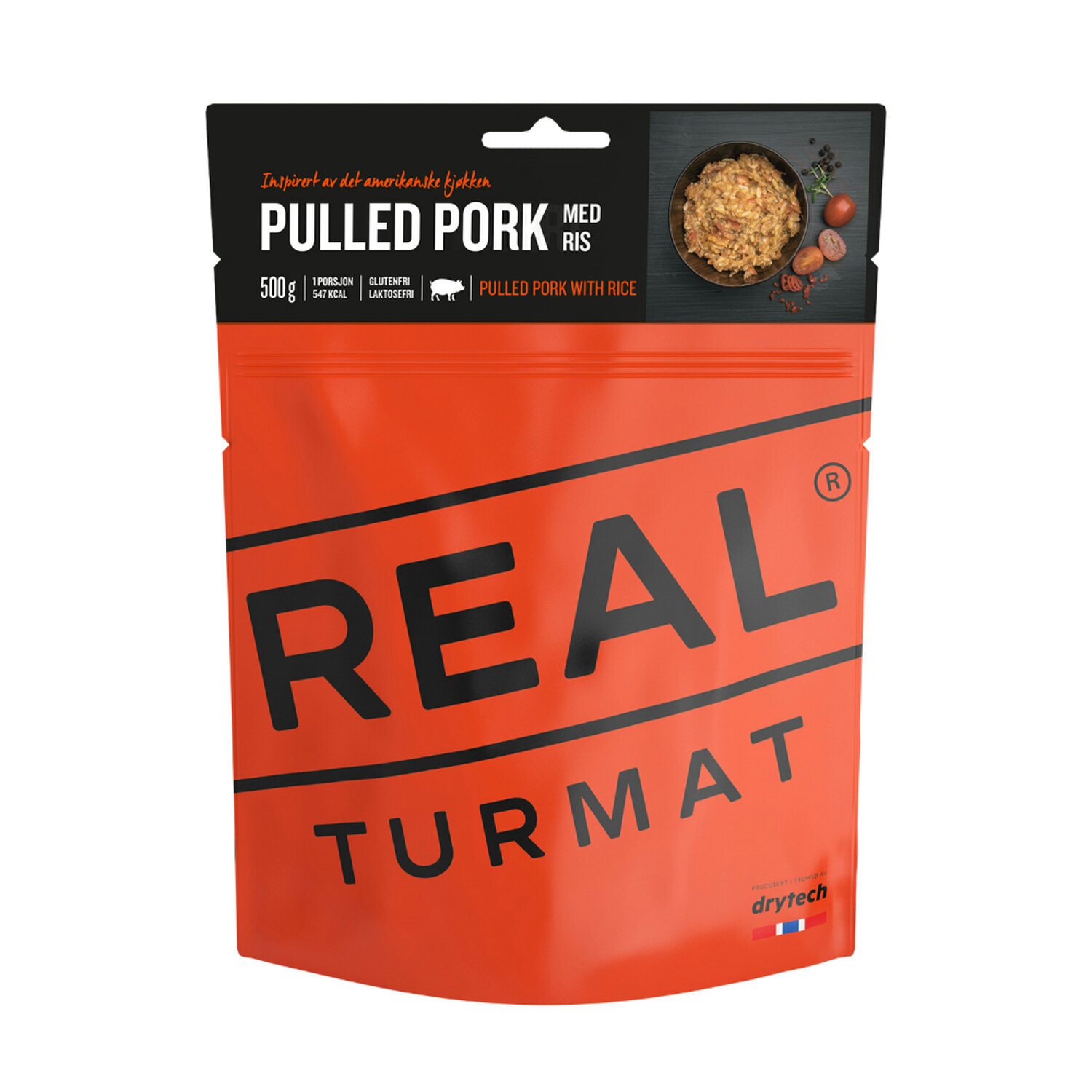 Drytech Real Turmat Pulled Pork mit Reis – Bild 2